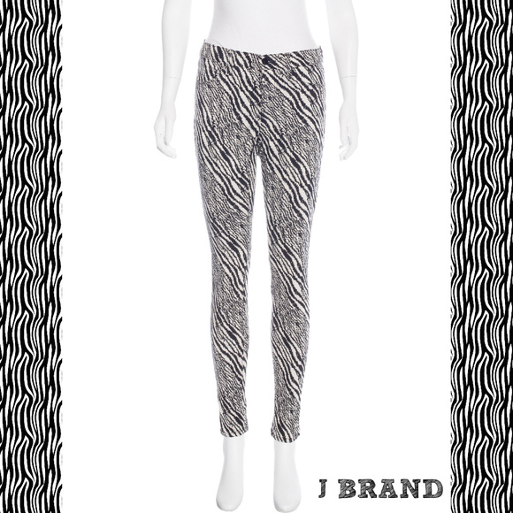 J Brand Mid-Rise Womens Zebra Skinny Stretch Jeans - Picture 2 of 7